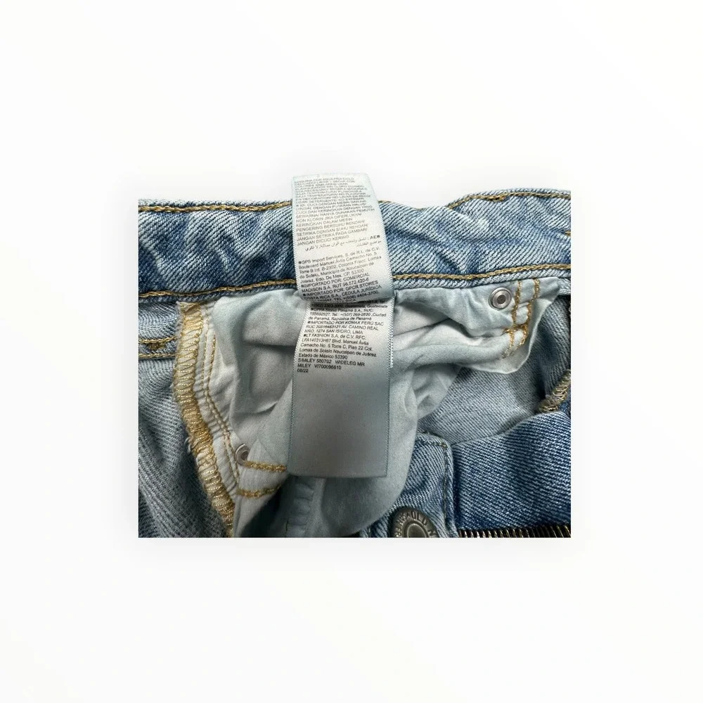Old Navy Jeans Women 4 Light Wash Mid Rise Wide Leg Distressed Denim‎ Retro